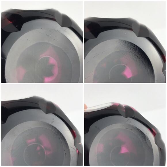 Perthshire 1980C Floral Amethyst Flash Overlay Faceted Lampwork Paperweight Cert - Picture 9 of 16